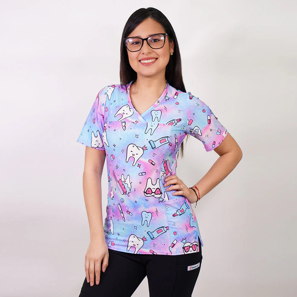 Delantal Mujer tela elasticada estampada