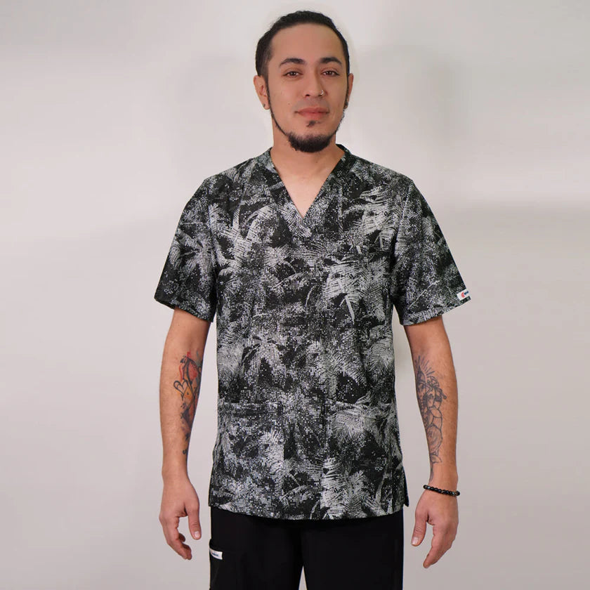 Delantal elasticado hombre tela estampada.