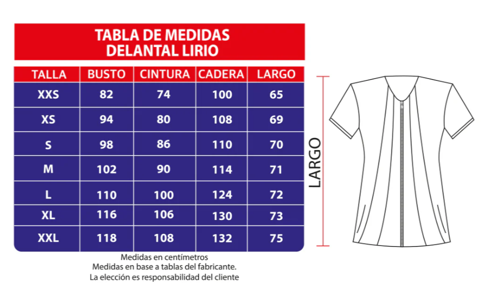 Delantal Anti fluidos Mujer Lirio con cierre.