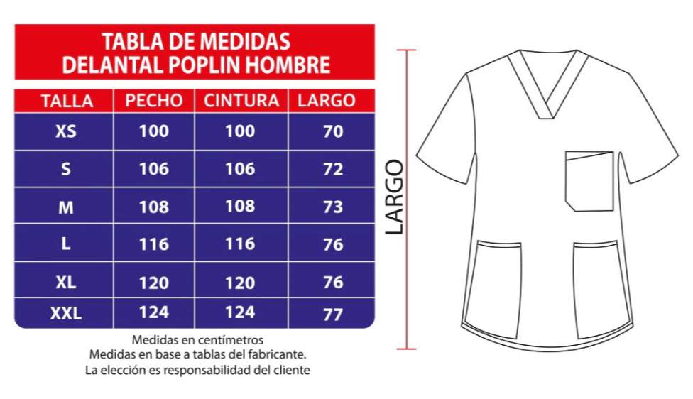 Delantal hombre tela poplin