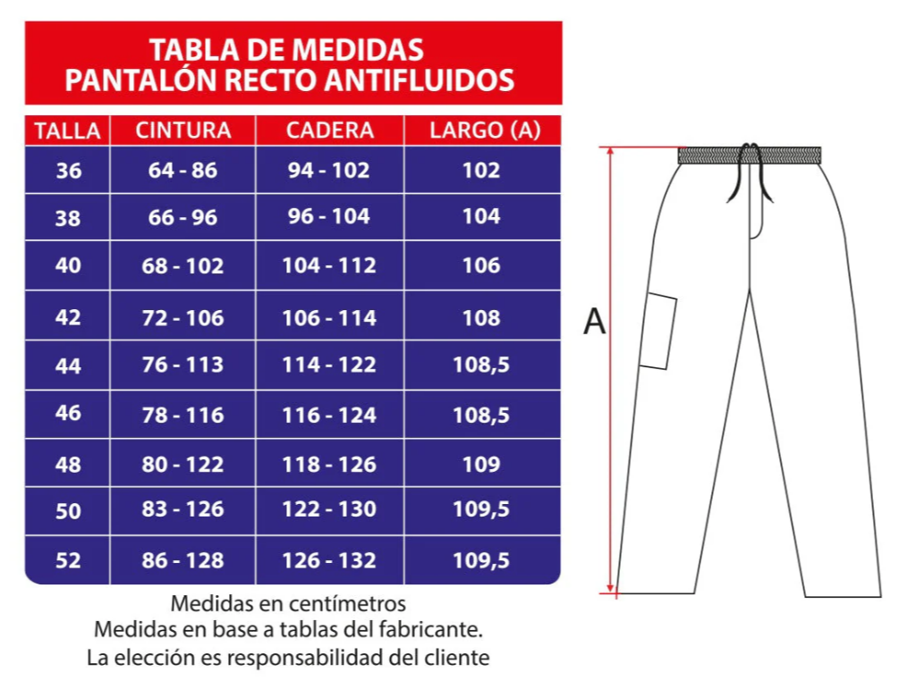Pantalon Clinico recto antifluidos - Unisex