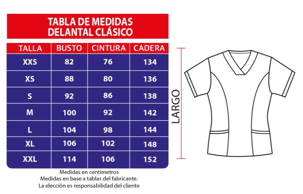 Delantal clinico clásico tela antifluidos - Mujer