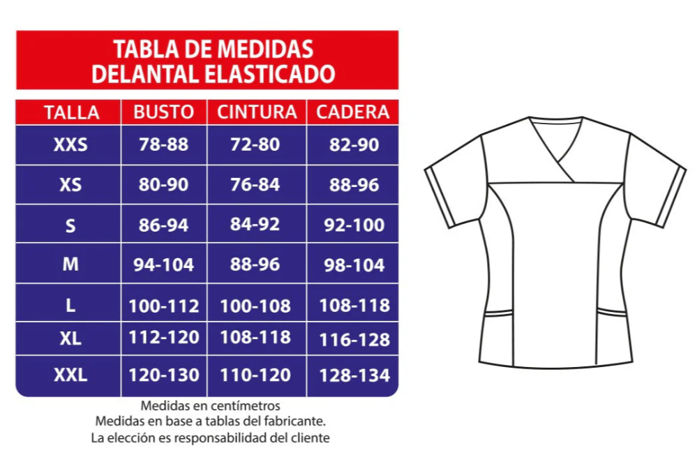 Delantal clinico Mujer tela elasticada estampada. Combina con Azul marino