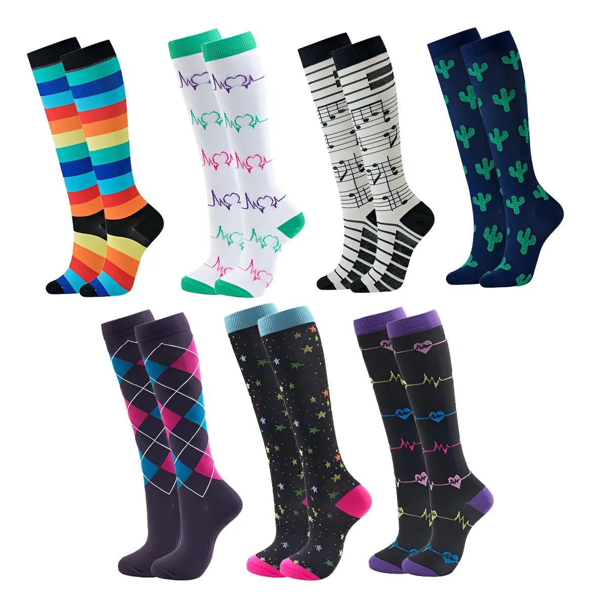 Calcetas compresivas Estampadas Unisex S/M L/XL