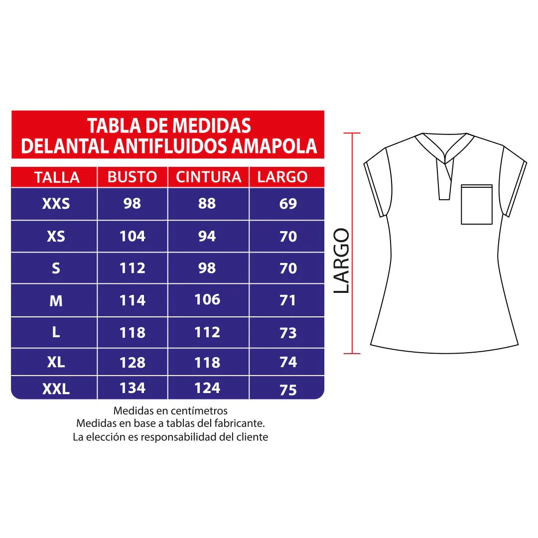 Delantal Clinico Amapola tela antifluidos - Mujer